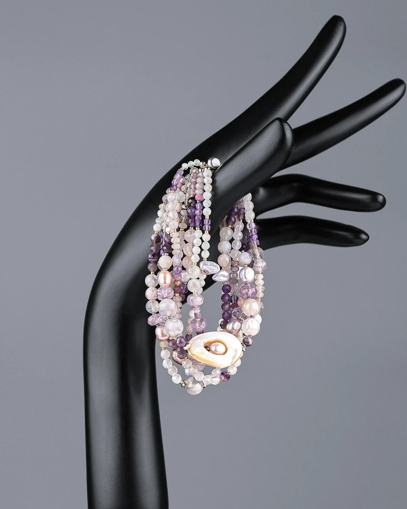 Браслет аметист, перламутр, жемчуг - мастерская Надежды Бойко
