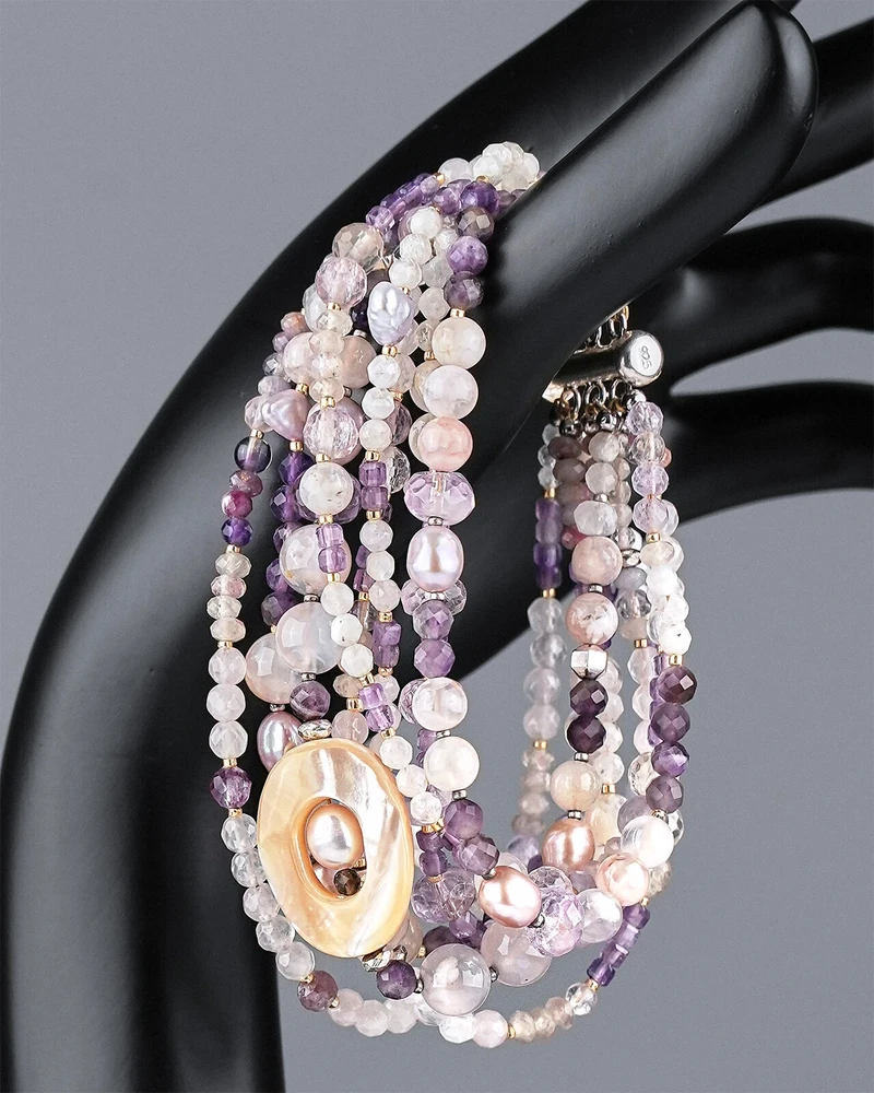 Браслет аметист, перламутр, жемчуг - мастерская Надежды Бойко