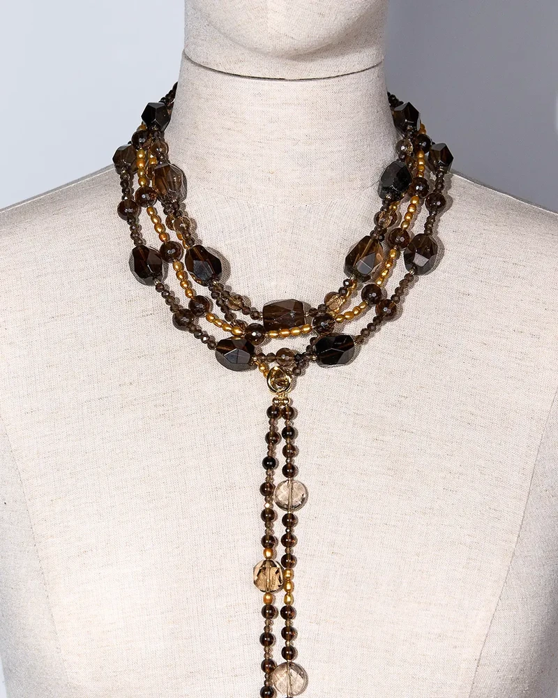 Бусы из раухтопаза и жемчуга - мастерская Надежды Бойко