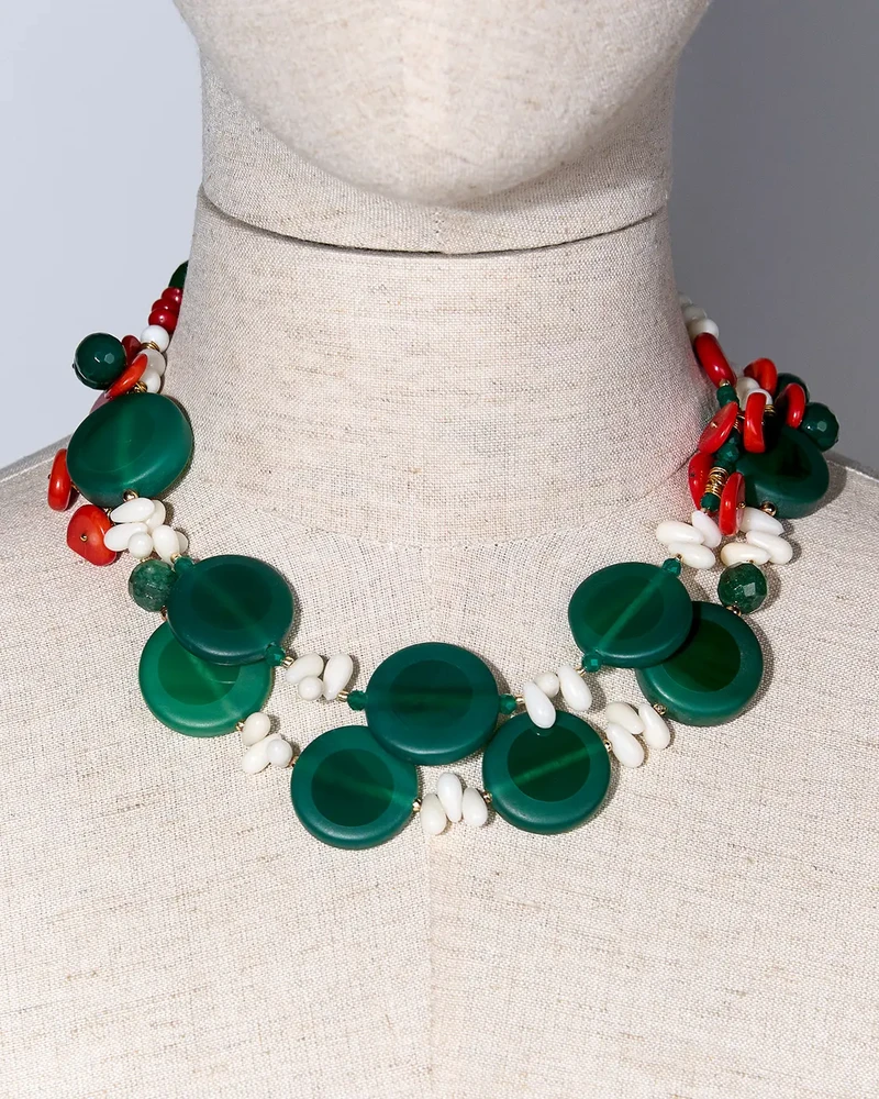 Бусы коралл, халцедон - мастерская Надежды Бойко