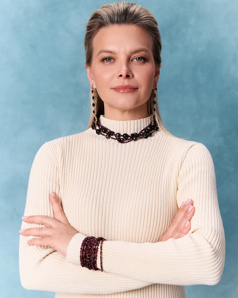 Бусы из граната и жемчуга - мастерская Надежды Бойко