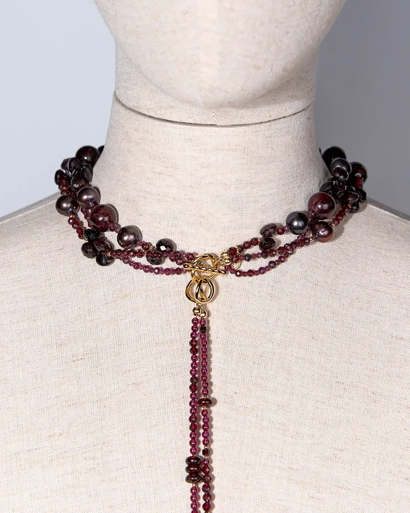 Бусы из граната и жемчуга - мастерская Надежды Бойко