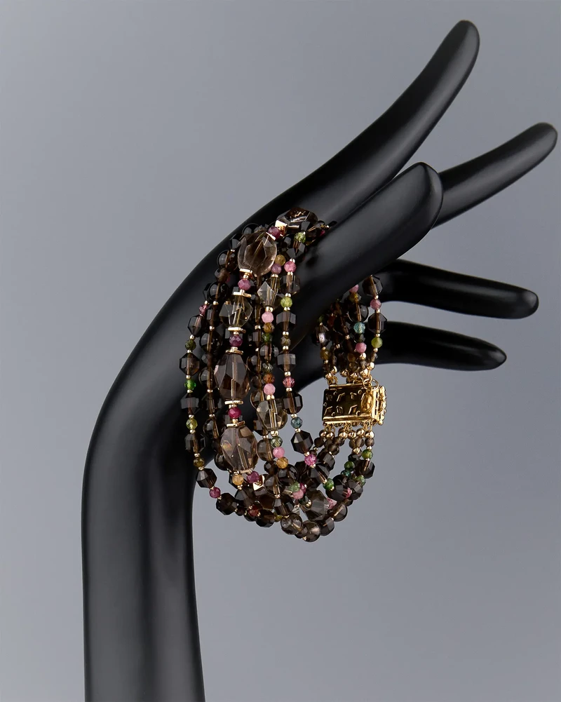 Браслет раухтопаз, турмалин - мастерская Надежды Бойко