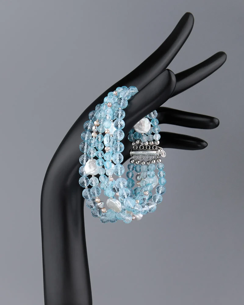 Браслет топаз, жемчуг - мастерская Надежды Бойко