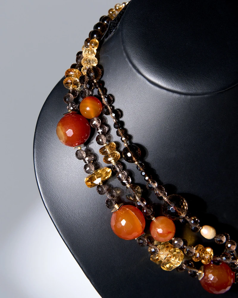 Бусы раухтопаз, цитрин, сердолик - мастерская Надежды Бойко