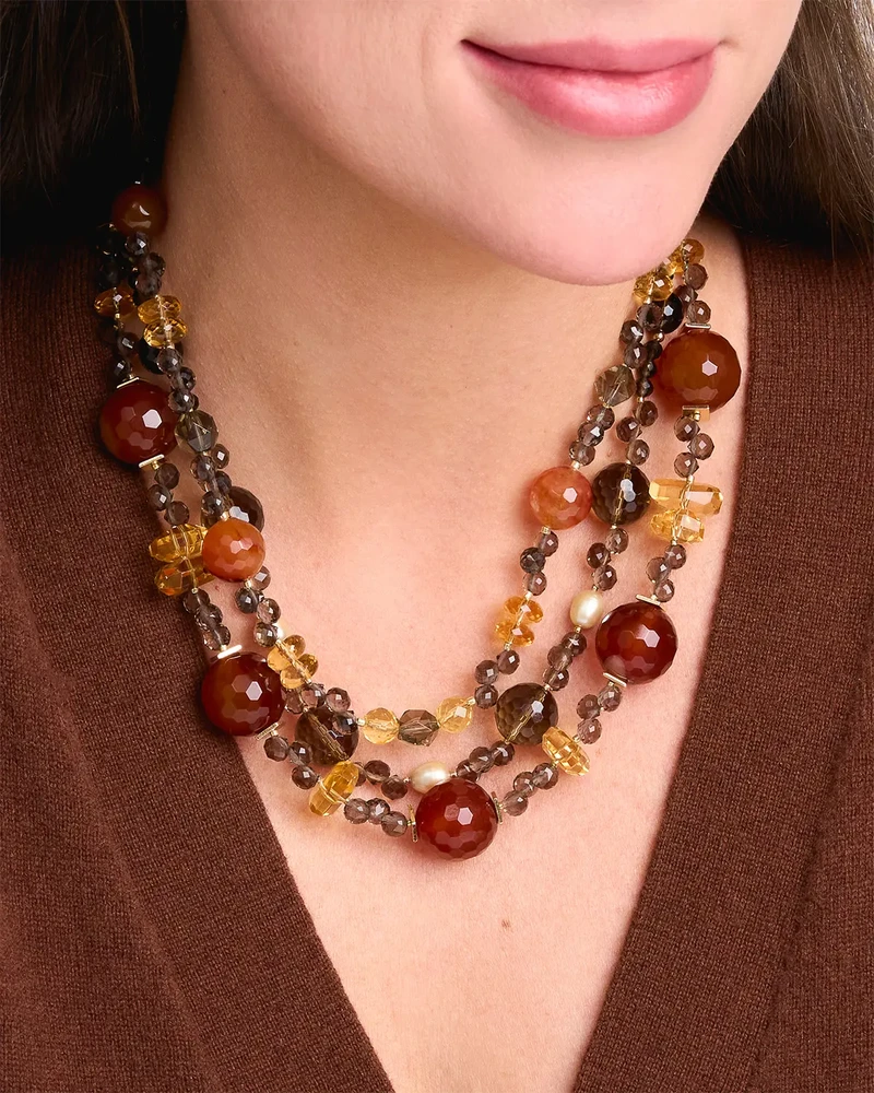 Бусы раухтопаз, цитрин, сердолик - мастерская Надежды Бойко