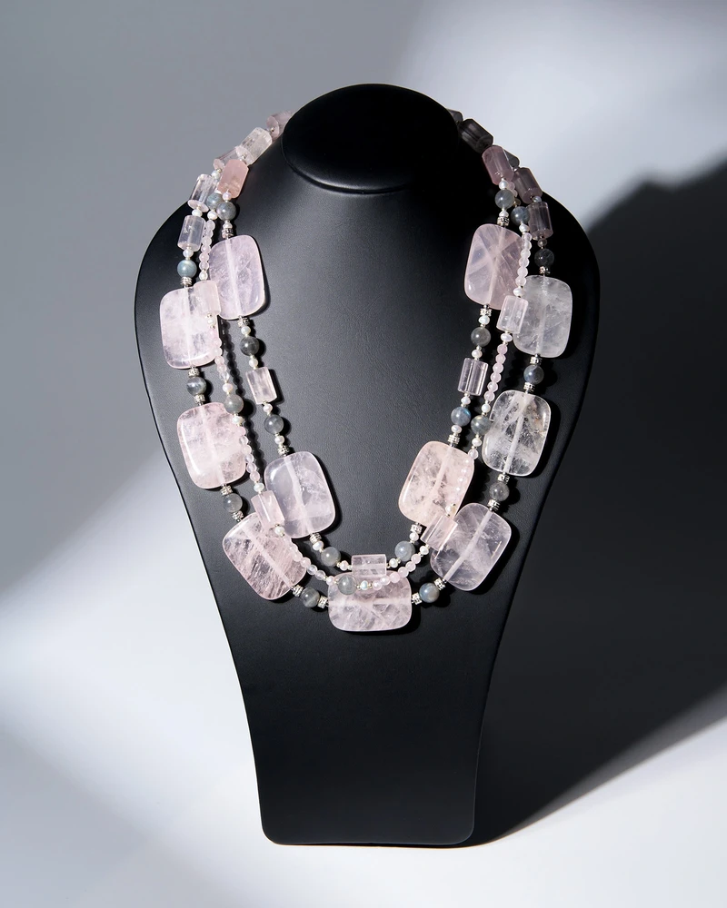 Бусы розовый кварц, лабрадорит - мастерская Надежды Бойко