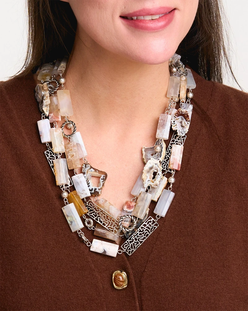 Бусы цветочный агат, друзы агата - мастерская Надежды Бойко