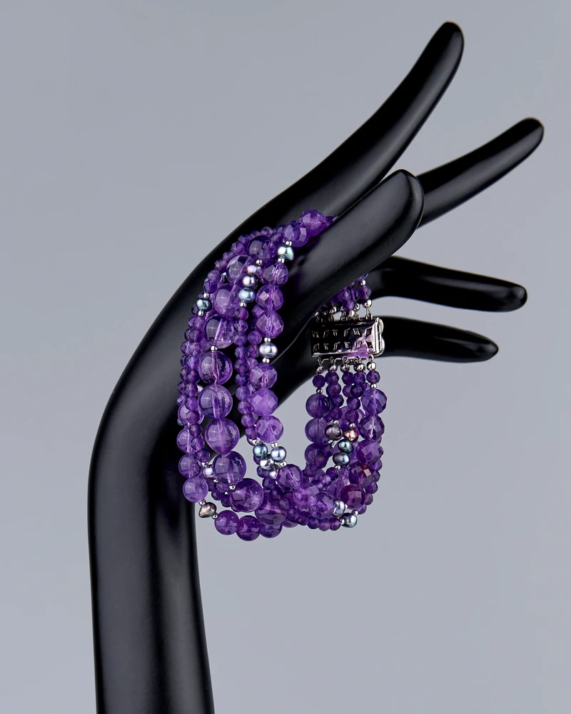 Браслет аметист, жемчуг - мастерская Надежды Бойко