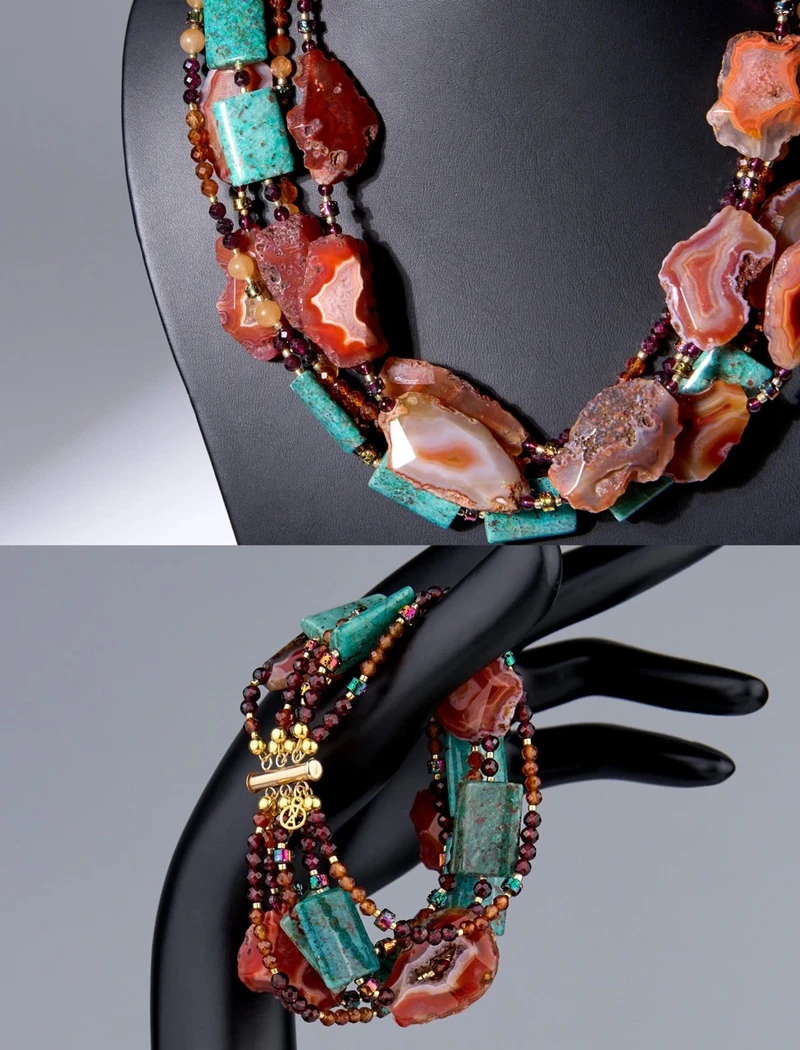 Комплект из сердолика и яшмы - мастерская Надежды Бойко