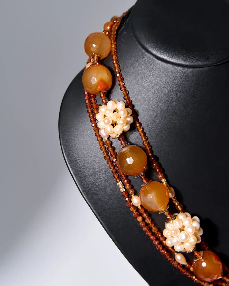 Бусы гранат, сердолик и жемчуг - мастерская Надежды Бойко