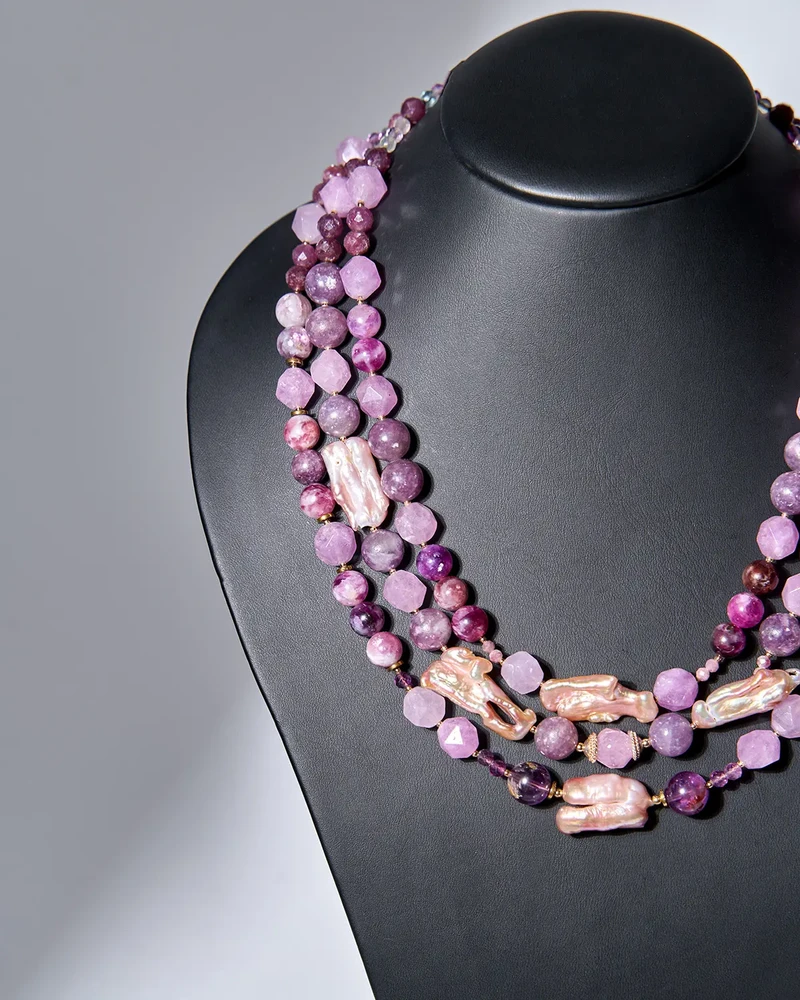 Бусы аметист, лепидолит - мастерская Надежды Бойко